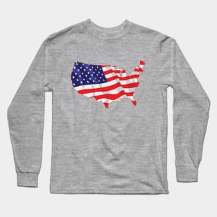 American Flag Map of United States Long Sleeve T-Shirt